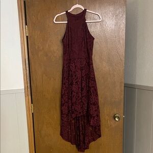 Elegant Burgundy High-Low Dress